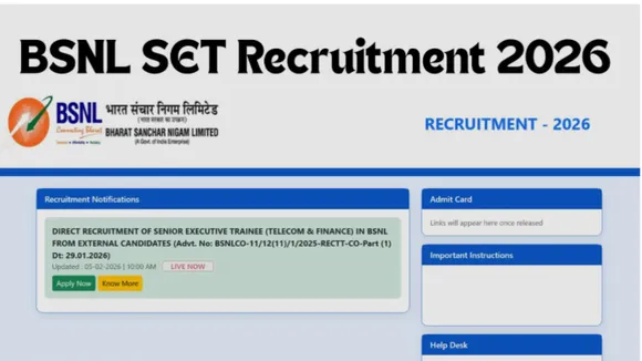 BSNL SET Recruitment 2026 Senior Executive Trainee Vacancy 120 know last date hindi news zxc