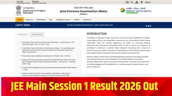 JEE Mains result 2026 session 1 result d