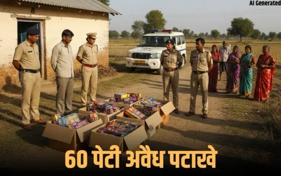 Illegal Firecrackers: दमोह में दीपावली से पहले पुलिस की बड़ी कार्रवाई, खेत में मिला 5 लाख का अवैध पटाखा भंडार