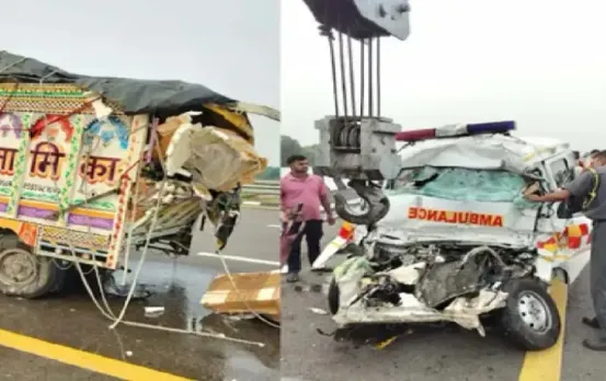 UP Amethi Road Accident ambulance carrying dead body collide pickup zxc