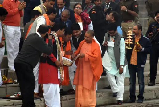 UP CM Yogi Adityanath seen at Bithoor ghat in kanpur