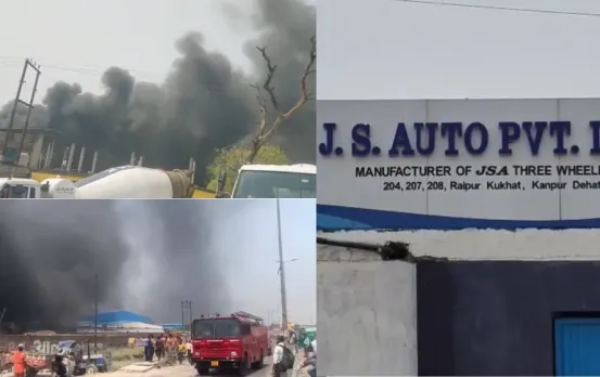 UP Kanpur JS Auto factory huge fire running without NOC