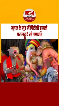 Raipur: पंडाल में भगवान गणेश खुद बांटते दिखे प्रसाद, चूहे की मुँह में डालते  चिरौंजी और निकलते हैं लड्डू