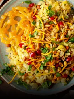 Indore 5 famous foods Poha Jalebi Dal Bafla Sev Paratha