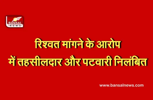 CG NEWS:रिश्वतखोरी के आरोप में तहसीलदार और पटवारी निलंबित, इस काम के लिए मांगे थे पैसे