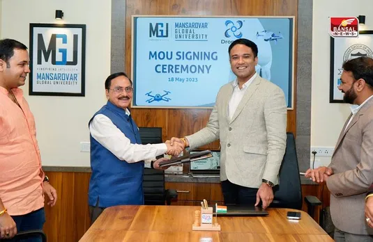 मानसरोवर ग्लोबल यूनिवर्सिटी और ड्रोनलैब के बीच एमओयू, भविष्य में ड्रोन तकनीक पर दिया जाएगा जोर