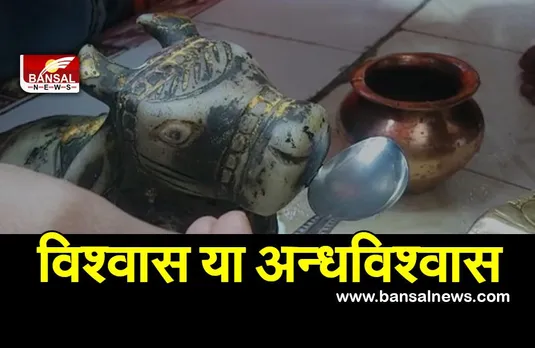 शिव मंदिरों में नंदी की प्रतिमा पी रही दूध—पानी..! जलपान कराने मंदिरों में उमड़ रही भक्तों की भीड़