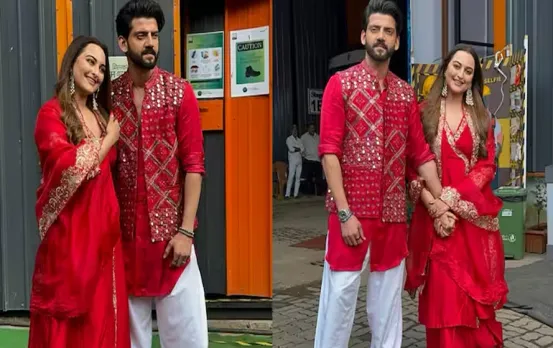 Sonakshi Sinha ने पति Zaheer के साथ की ट्विनिंग: हाथों में हाथ डाल रिएलिटी शो के सेट पर यूं दिए पोज