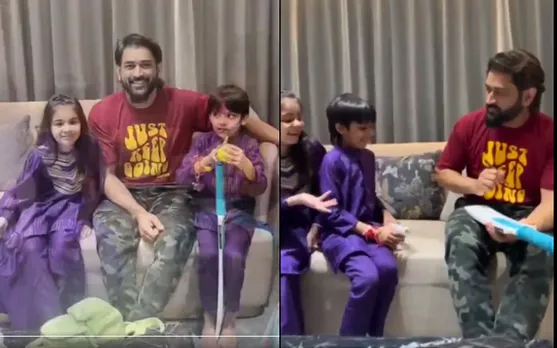 MS Dhoni with his little fans