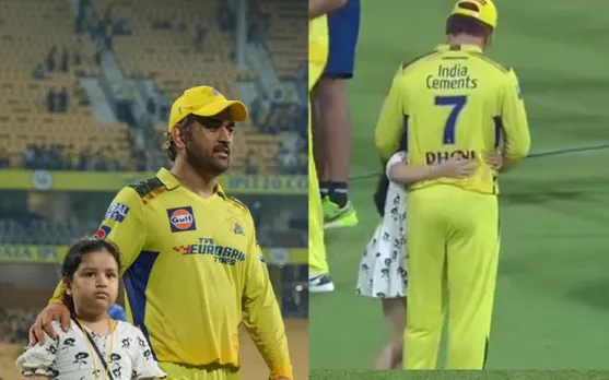 MS Dhoni with daughter