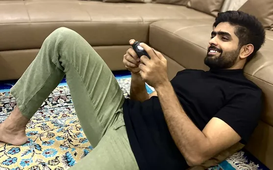 Babar Azam playing video game (Source - Twitter)
