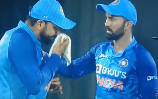 Rohit Sharma (left) and Dinesh Karthik (left).