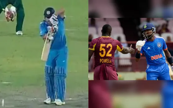 MS Dhoni (left) Rovman Powell & Hardik Pandya (right)
