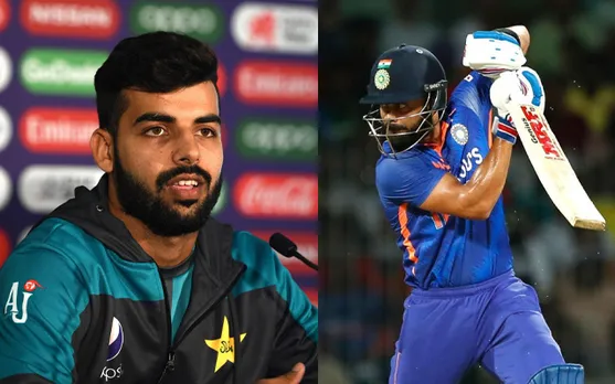 Shadab Khan (left) and Virat Kohli (right)