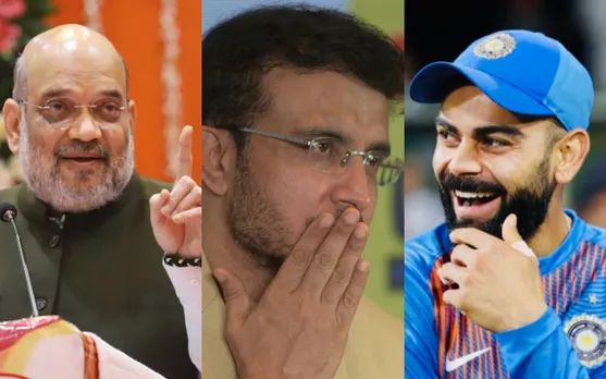 Amit Shah, Sourav Ganguly, and Virat Kohli