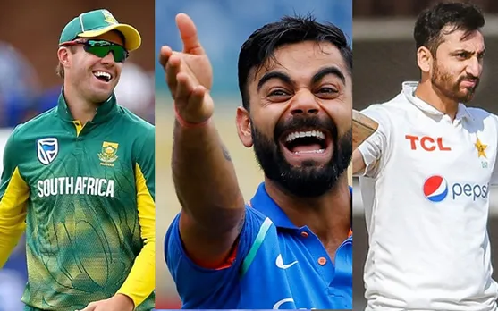 AB de Villiers, Virat Kohli and Salman Agha (Source - Twitter)
