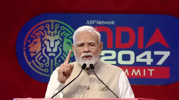 Prime Minister Narendra Modi addresses ABP Network's India 2047 Summit in New Delhi on Tuesday, May 6, 2025.