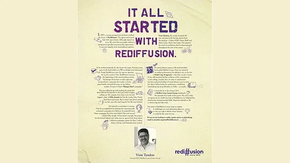 Mullen Lintas Chief features in Rediffusion ad