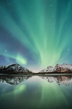 Northern Lights Lofoten islands Skagsanden beach Flakstad Norway