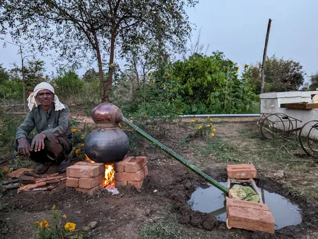 Traditional outdoor distillation setup