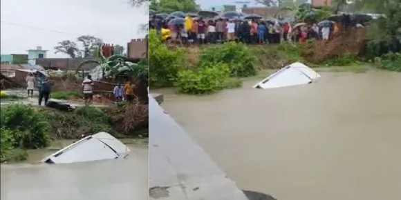 car fall into canal