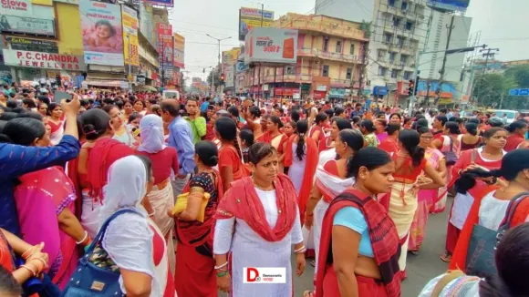 आंगनबाड़ी सेविका का प्रदर्शन