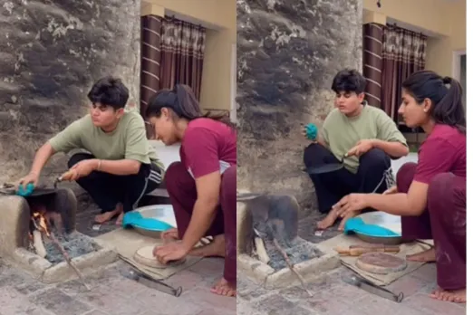 Cooking chapatti 