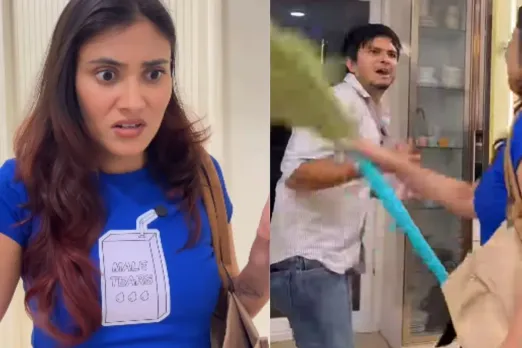 Viral Video: Wife Returns Home to See Couple in Bed, Hits Them Hard With Jhadu, Then Husband Walks In to Reveal THIS