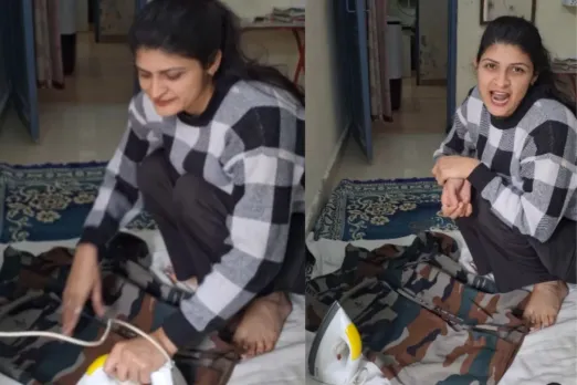 Woman ironing clothes