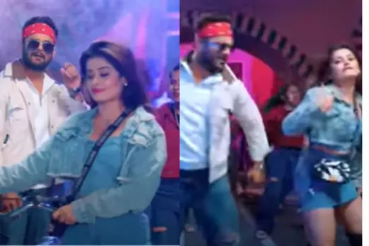 Khesari Lal Yadav dancing with Ankita Pandey