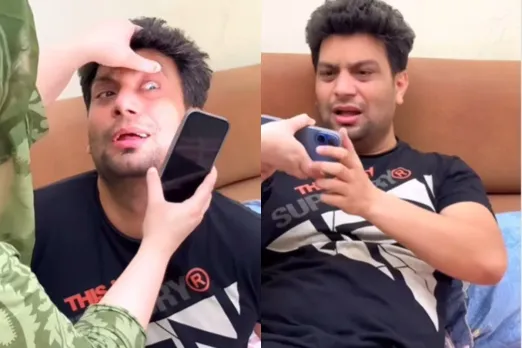 Wife checks husband's eyes