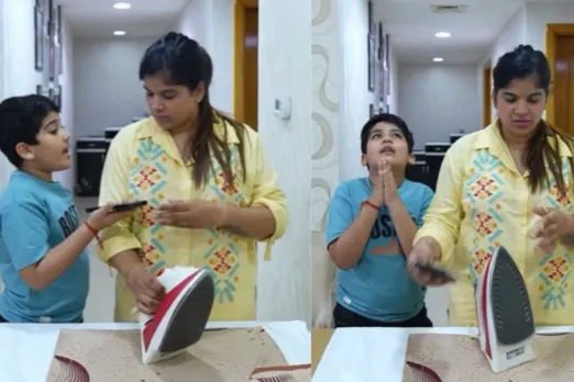 Mother receiving a phone call from son's school
