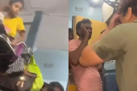 A lady thrashes a man who misbehaved with a minor girl