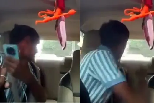 Scuffle between car driver and lady passenger