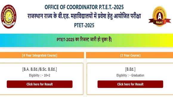 Rajasthan- PTET- Result- 2025