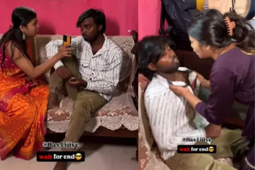 Wife scolding husband for his affair with a girl