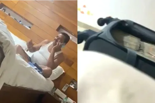 Sanjay Shirsat Viral Video Shiv Sena Leader Smokes with a bag of cash next to him