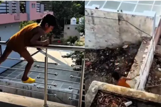 Kid fining alternative way to reach the ground