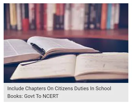 Include chapters on citizens duties in school books: Government to NCERT