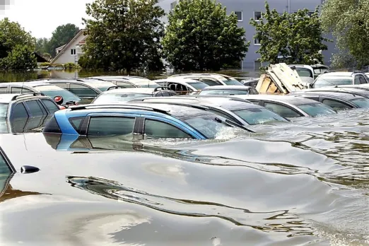 Vehicles Damaged in Flood
