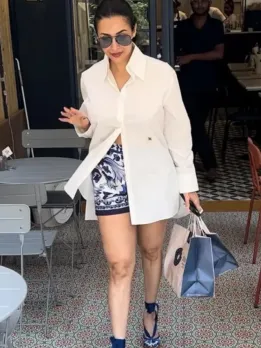 Malaika Arora Looks Pristine in Blue Shorts