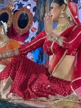 Mouni Roy Looks Bewitching in Golden Lehenga