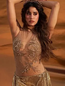 Janhvi Kapoor Flaunts Her Curves in Golden Gown, Fans Lose Control