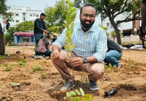 Krishnakumar S planting trees to transform Chennai and Hyderabad