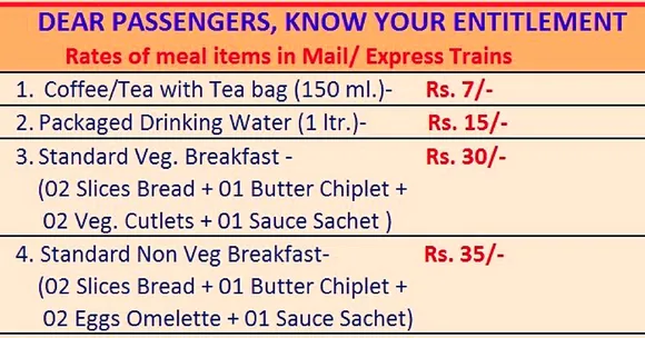 Tea at ₹7, Lunch at ₹50 - Indian Railways Tweets Menu So Customers Don't Get Overcharged