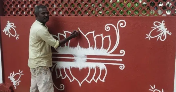 Tamil Artist Uses Kolam to Transform Couple's Home, Paints 55 Panels in a Week