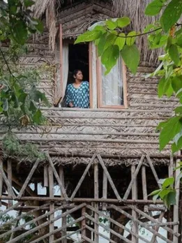 65-YO Homemaker Builds Gorgeous Western Ghats Getaway With Treehouses & Mud Cottages