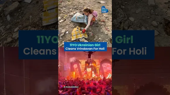 11-Year-Old Girl from Ukraine Cleans Vrindavan After Holi | Clean Vrindavan Project