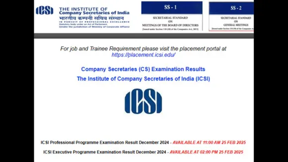 icsi cs results website to check, icsi, cs professional result, icsi result