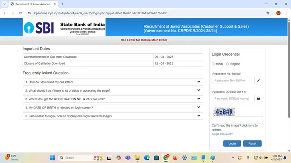 SBI Clerk Mains Exam Admit Card